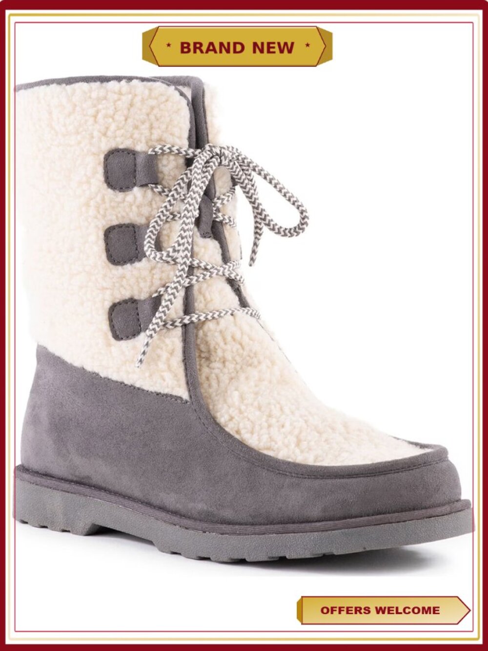 Portland Boot Co Womens Faux Shearling Tall Lace Up Boots Sz 10 (68 chars)